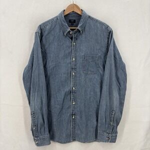 J Crew Shirt Mens Large Blue Chambray Button Down Long Sleeve Cotton Preppy